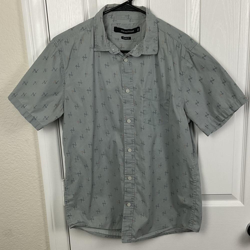 19ninety:one Men’s Button Down Short Sleeve Shirt, Size M - Picture 2 of 8